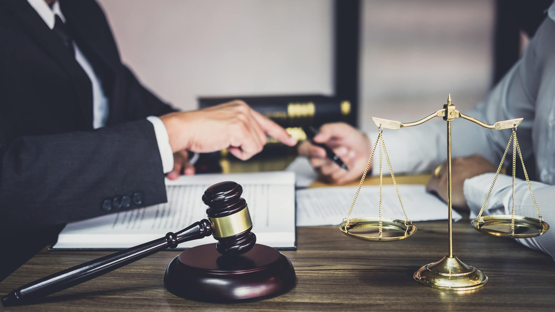 Lawyer discussing case with Client